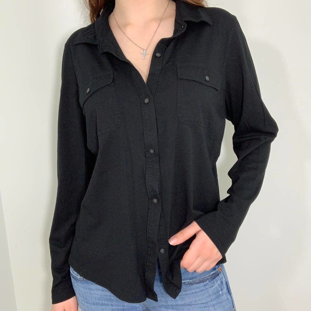 Chaps black button up long sleeve shirt